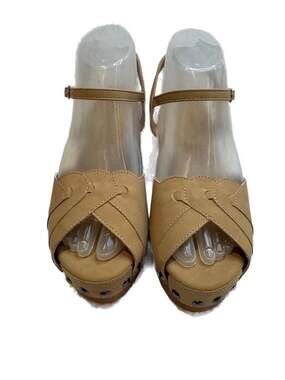 Journee Collection Alary Platform Clog Sandal in Tan with Studded Detail, Size 7